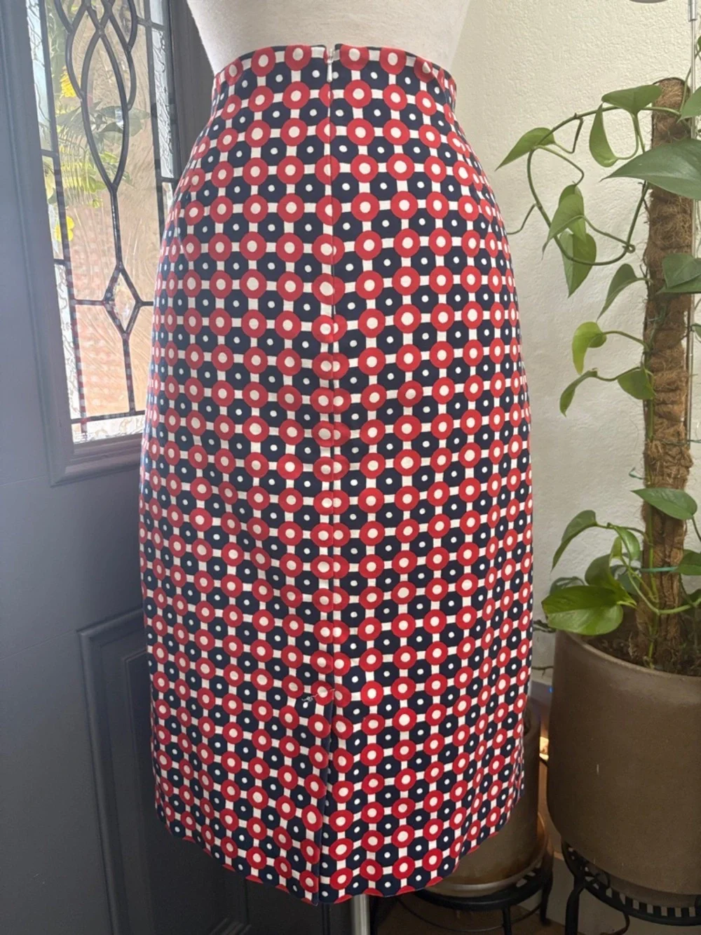 Boden Richmond Red White & Navy Geometric Pencil Skirt